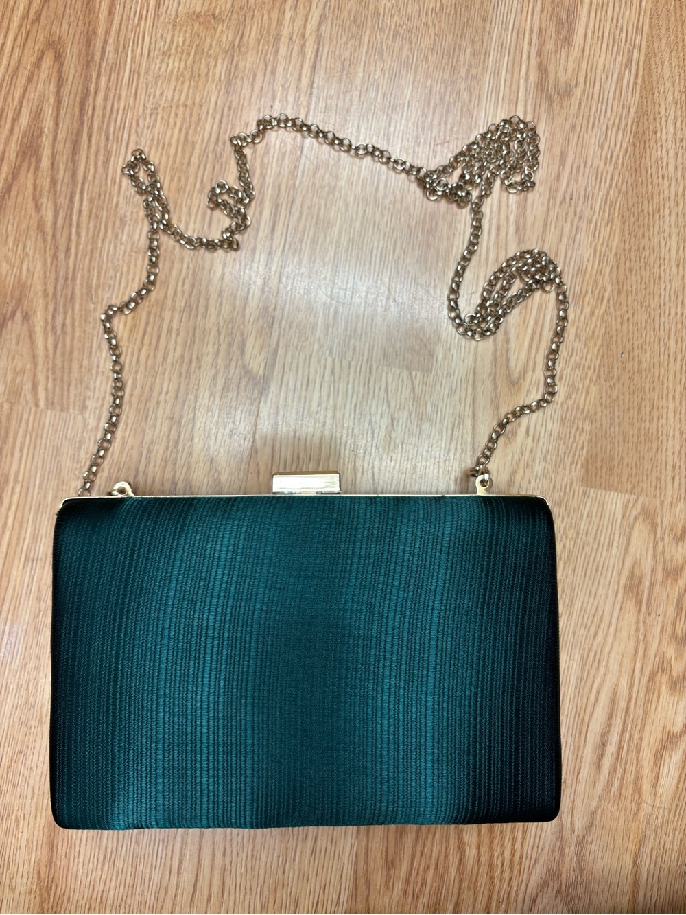 Lulu's Teal Satin Chain Strap Clutch